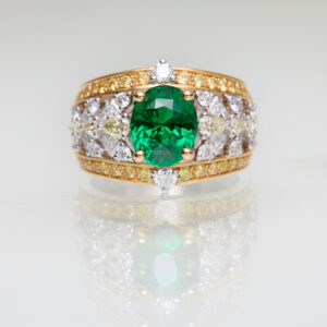 bague tsavorite diamant jaune