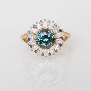 bague saphir teal Bague saphir vert
