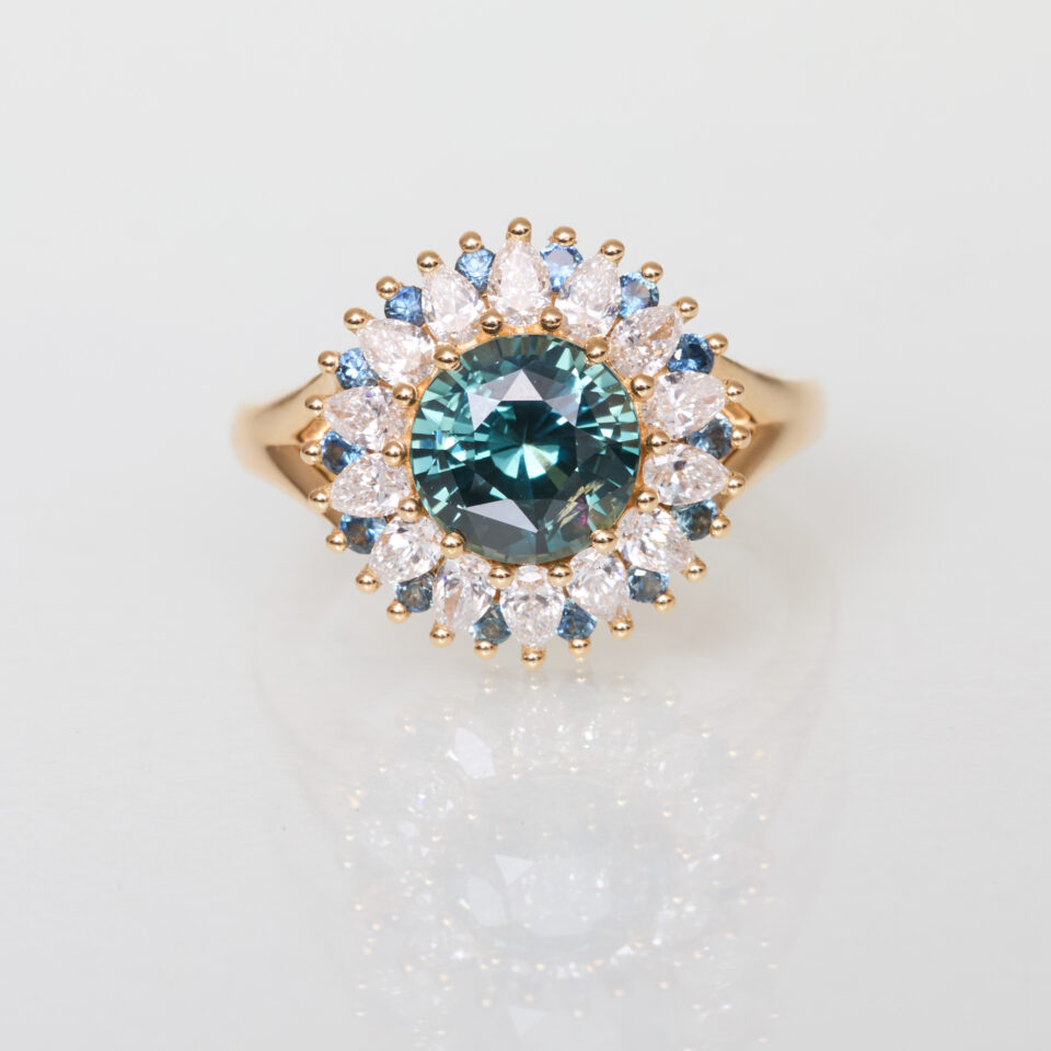 bague saphir teal Bague saphir vert