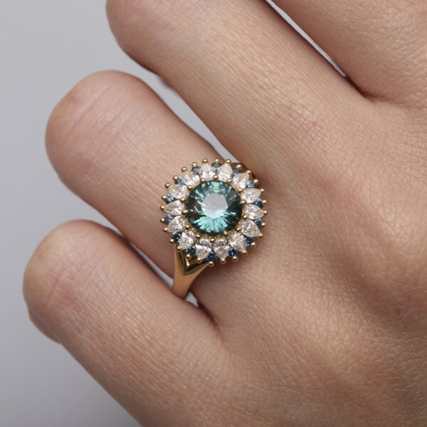 bague saphir teal Bague saphir vert