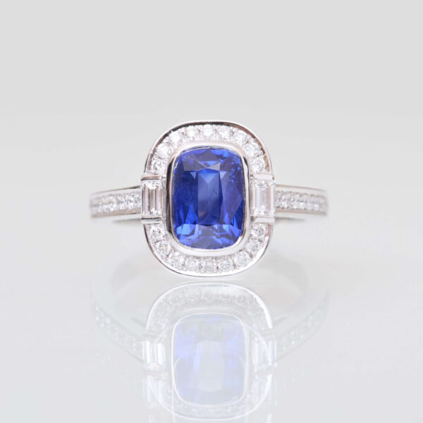 Bague Art Déco Saphir Bleu