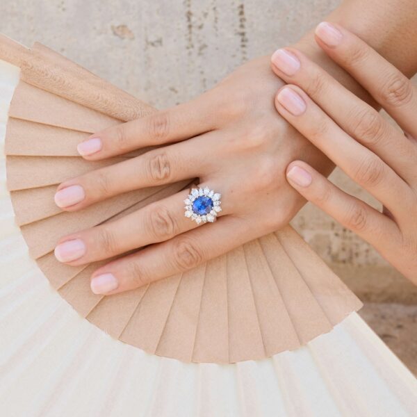 Bague Marguerite Saphir Bleu