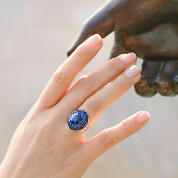 Bague Boule Saphir Bleu