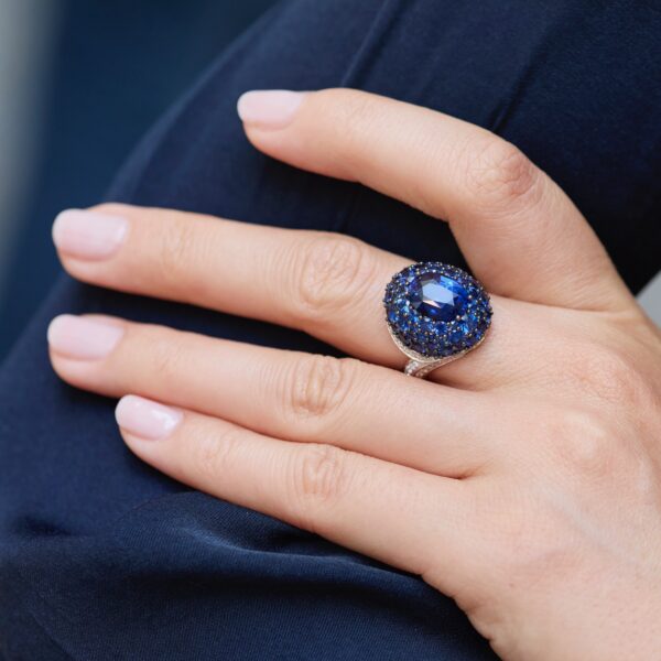 Bague Boule Saphir Bleu
