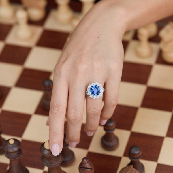 Bague Art déco Saphir bleu