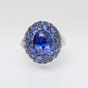 Bague Boule Saphir Bleu