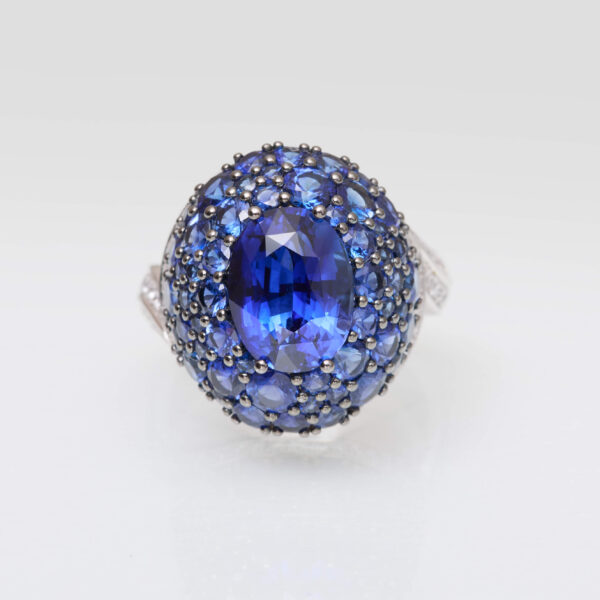Bague Boule Saphir Bleu
