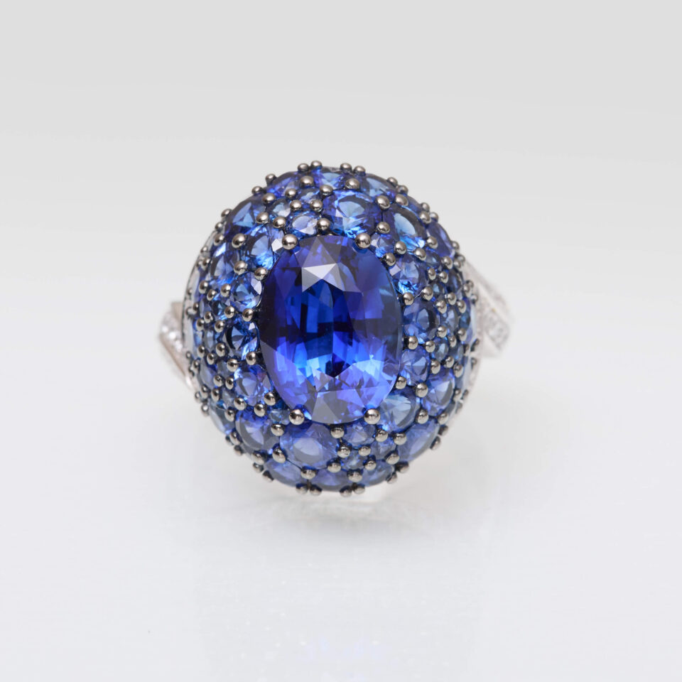 Bague Boule Saphir Bleu