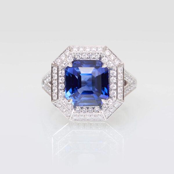 Bague Art déco Saphir bleu