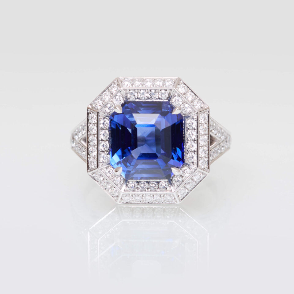 Bague Art déco Saphir bleu