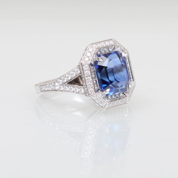 Bague Art déco Saphir bleu